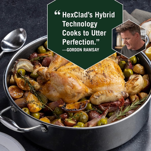 HexClad 7 Quart Hybrid Nonstick Saute Pan, Dishwasher and Oven Friendly, Compatible with All Cooktops