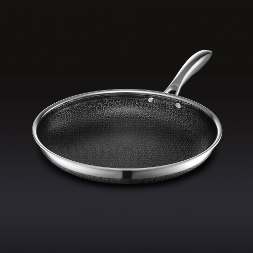 HexClad 12 Inch Hybrid Nonstick Frying Pan, Dishwasher and Oven Friendly, Compatible with All Cooktops