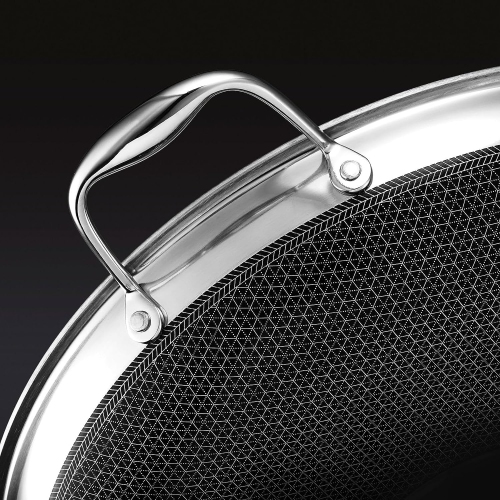 HexClad 14 Inch Hybrid Nonstick Frying Pan and Lid, Dishwasher and Oven Friendly, Compatible with All Cooktops