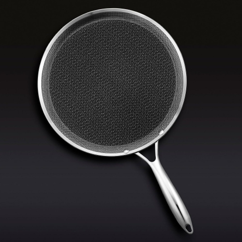 HexClad 12 Inch Hybrid Nonstick Griddle Pan and Lid, Dishwasher and Oven Friendly, Compatible with All Cooktops