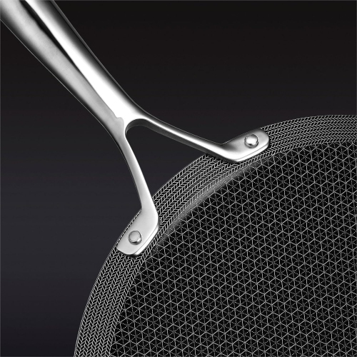 HexClad 12 Inch Hybrid Nonstick Griddle Pan and Lid, Dishwasher and Oven Friendly, Compatible with All Cooktops