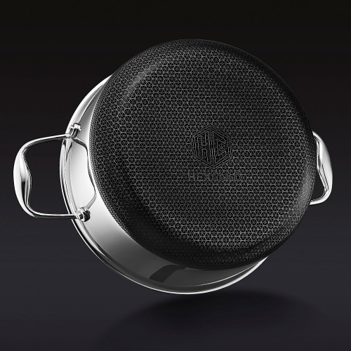 HexClad 5 Quart Hybrid Nonstick Dutch Oven and Lid, Dishwasher and Oven Friendly, Compatible with All Cooktops