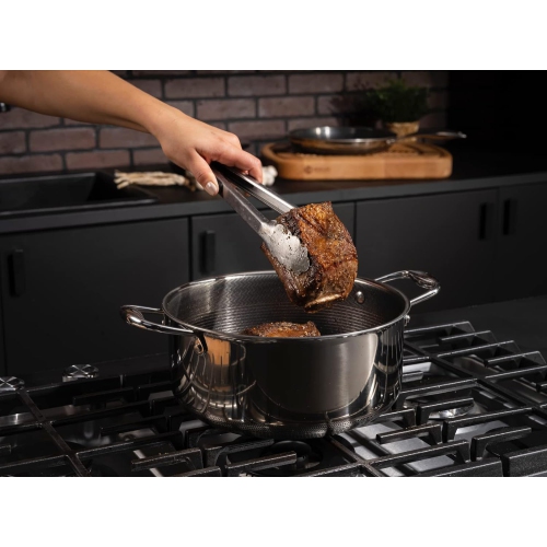 HexClad 5 Quart Hybrid Nonstick Dutch Oven and Lid, Dishwasher and Oven Friendly, Compatible with All Cooktops