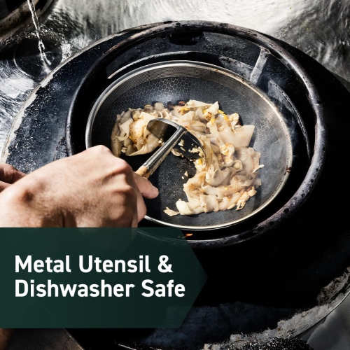 HexClad 14 Inch Hybrid Nonstick Wok and Lid, Dishwasher and Oven Friendly, Compatible with All Cooktops