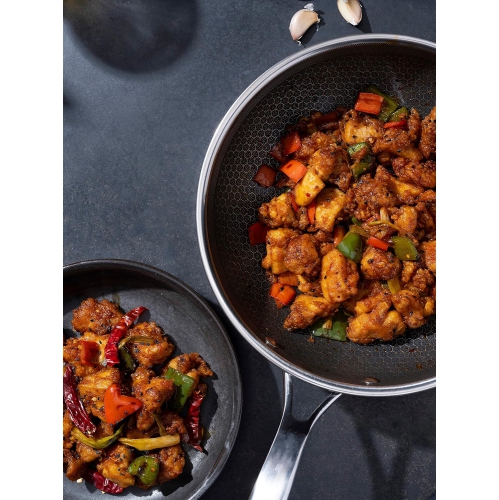 HexClad 10 Inch Hybrid Nonstick Wok, Dishwasher and Oven Friendly, Compatible with All Cooktops