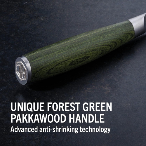 HexClad Cookware 4 Piece Steak Knife Set, Damascus Stainless Steel Blades with Full Tang Pakkawood Handles