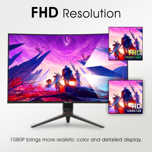 HAJAAN 32” Inch FHD 1080p Curved Gaming Monitor with RGB Lighting 200Hz Refresh Rate with VA Display, Built-in Speakers, Tilt Adjustment, Wall