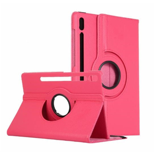 CSMART  [Cs] 360 Rotating Pu Leather Tablet Case Smart Cover for Samsung Tab S9+ S9 Fe+ S10+ Plus 12.4", X810 / X610 / X820, Hot In Pink