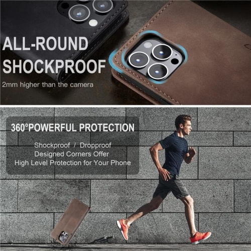 CaseMe for iPhone 15 PRO, Wallet Case Soft PU Leather Flip Case Magnetic Stand Flip Protective Cover Leather Case with ID & Credit Card Slots Holder