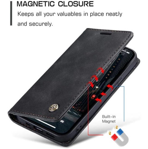 CaseMe for iPhone 15 PRO MAX Wallet Case Soft PU Leather Flip Case Magnetic Stand Flip Protective Cover Leather Case with ID & Credit Card Slots