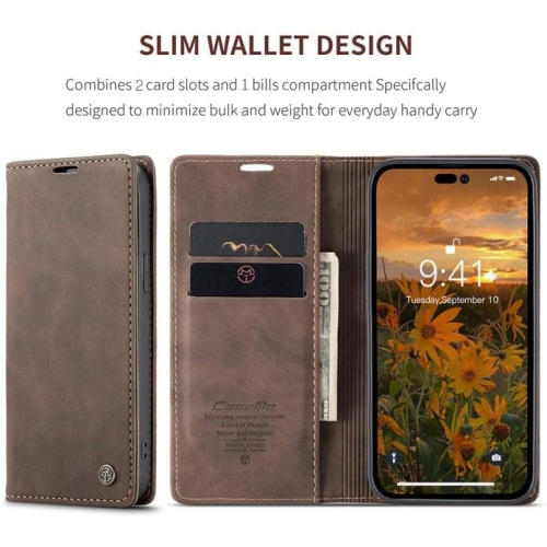 CaseMe for iPhone 15 PRO MAX Wallet Case Soft PU Leather Flip Case Magnetic Stand Flip Protective Cover Leather Case with ID & Credit Card Slots