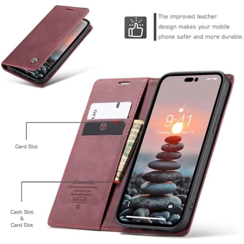 CaseMe for iPhone 15 PRO MAX Wallet Case Soft PU Leather Flip Case Magnetic Stand Flip Protective Cover Leather Case with ID & Credit Card Slots