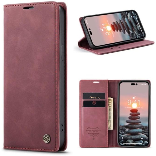 CaseMe for iPhone 15 Wallet Case Soft PU Leather Flip Case Magnetic Stand Flip Protective Cover Leather Case with ID & Credit Card Slots Holder