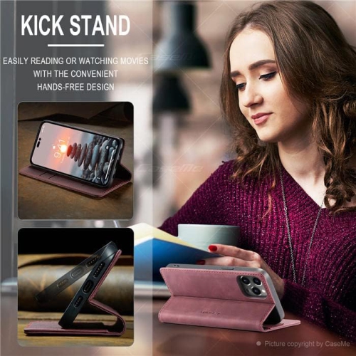 CaseMe for iPhone 15 Wallet Case Soft PU Leather Flip Case Magnetic Stand Flip Protective Cover Leather Case with ID & Credit Card Slots Holder