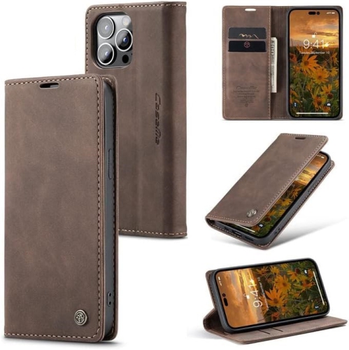 CaseMe for iPhone 15 Wallet Case Soft PU Leather Flip Case Magnetic Stand Flip Protective Cover Leather Case with ID & Credit Card Slots Holder