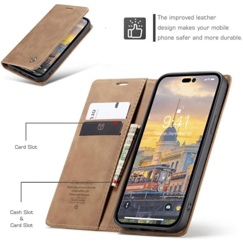 CaseMe for iPhone 15 Wallet Case Soft PU Leather Flip Case Magnetic Stand Flip Protective Cover Leather Case with ID & Credit Card Slots Holder