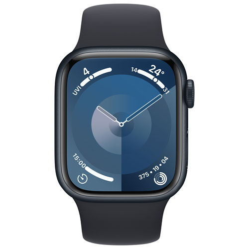 Apple Watch Series 9 (GPS) 41mm Midnight Aluminium Case with Midnight Sport  Band - Small / Medium 130-180mm