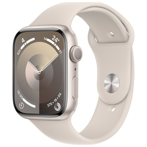 Apple Watch Series 9 45mm Starlight Aluminium Case with Starlight Sport Band - Small / Medium 140-190mm