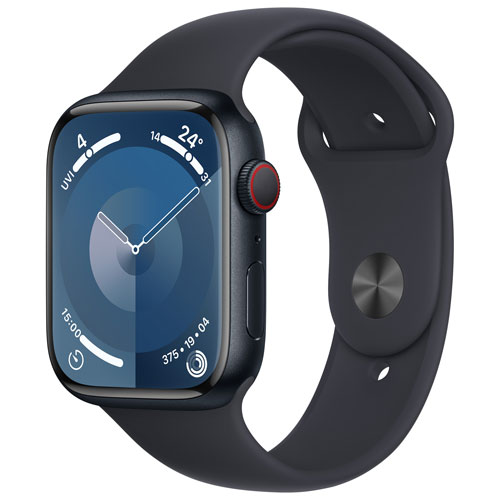 Apple Watch Series 9 45mm Midnight Aluminium Case with Midnight Sport Band - Small / Medium 140-190mm