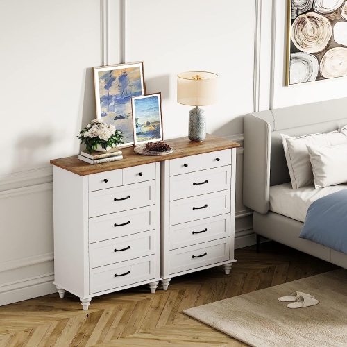WAMPAT – Commode pour chambre d’enfant avec 10 tiroirs, commodes hautes blanches avec large commode pour salon, chambre de bébé, couloir