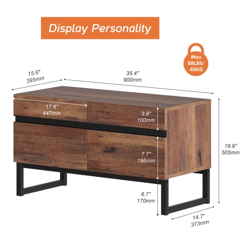 WAMPAT Modern TV Stand for TVs up to 50 inch, Entertainment Center TV Console with Storage Cabinet and Metal Base for Living Room, Brown