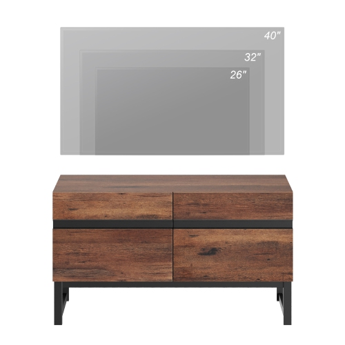 WAMPAT Modern TV Stand for TVs up to 50 inch, Entertainment Center TV Console with Storage Cabinet and Metal Base for Living Room, Brown