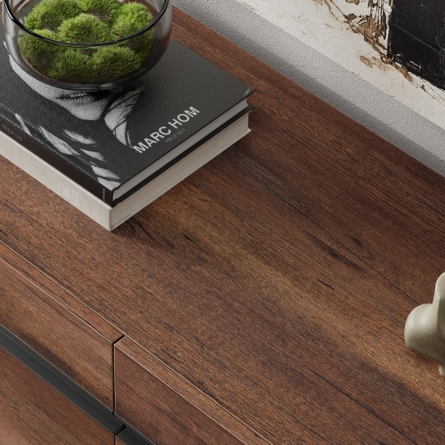 WAMPAT Modern TV Stand for TVs up to 50 inch, Entertainment Center TV Console with Storage Cabinet and Metal Base for Living Room, Brown