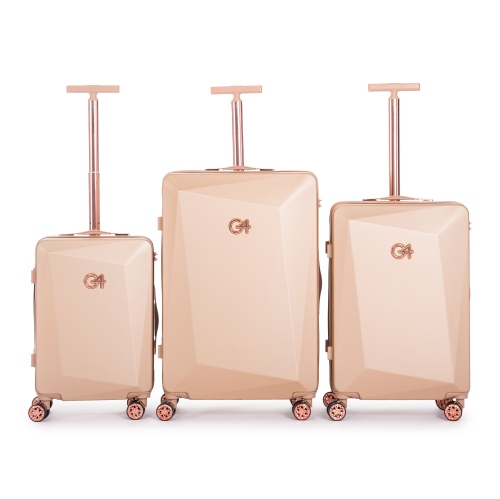 WINGOMART 3-Piece Luggage Set Lightweight Durable PC+ABS Hardshell, Double Spinner Wheels, TSA Lock - 20in/24IN/28in - Gold