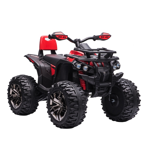 Aosom Kids Ride-on Car, 12V/10AH Four Wheeler Kids ATV, Battery Powered Off-Road Quad with MP3, Headlights, Suspension, 1.8-5 mph, Red