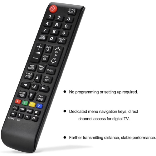 BN59-01175N Replaced Remote fit for Samsung TV BN59-01199F TM1240A UE46EH5000 AA59-00602A BN59-00865A UE55MU8000 49MU6400 40UE6400 BN59-01015A