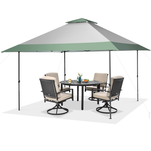 Gymax 13'x13' Outdoor Patio Pop Up Canopy Tent Sun Protection w/ Wheeled Bag Green & Grey
