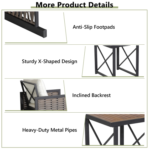 Gymax Outdoor 3 Pieces Patio Rattan Chair & Coffee Table Set Furniture Set Backyard Poolside