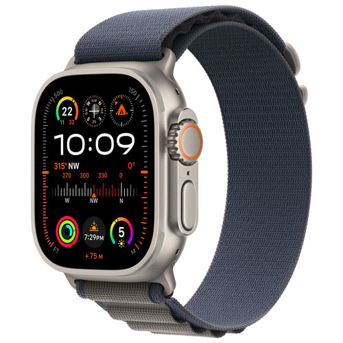 Apple Watch Ultra 2 49mm Titanium Case with Blue Alpine Loop - Small 130-160mm