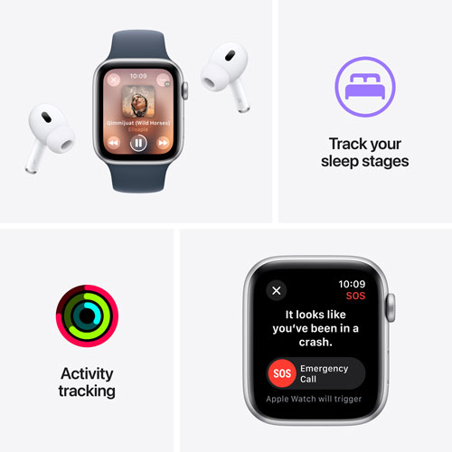 Apple Watch SE (GPS) de 40 mm avec boîtier en aluminium et bracelet sport comète