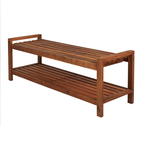 JONATHAN Y  Blaneseat Mid Century Modern Acacia Wood Slat Outdoor Garden Patio Bench