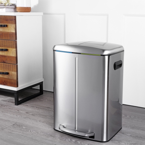 Marco Rectangular Double Bucket Trash Can with Soft-Close Lid