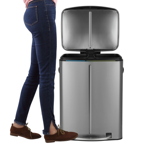 Marco Rectangular Double Bucket Trash Can with Soft-Close Lid