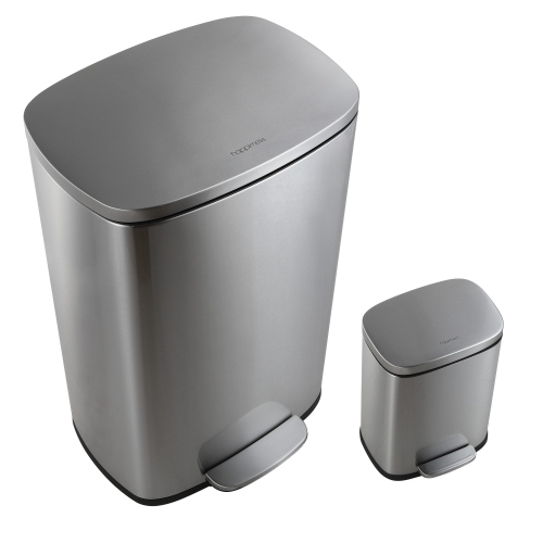 Connor Rectangular Trash Can with Soft-Close Lid and Mini Trash Can