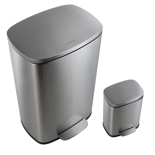 Connor Rectangular Trash Can with Soft-Close Lid and Mini Trash Can