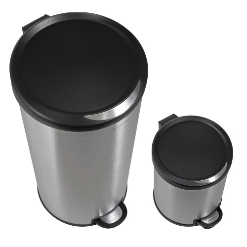 Oscar Round Step-Open Trash Can with Mini Trash Can