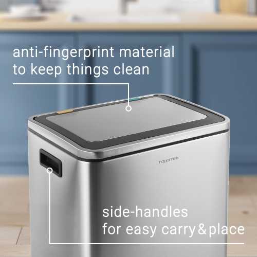 Elmo Rectangular Double Bucket Trash Can with Soft-Close Lid