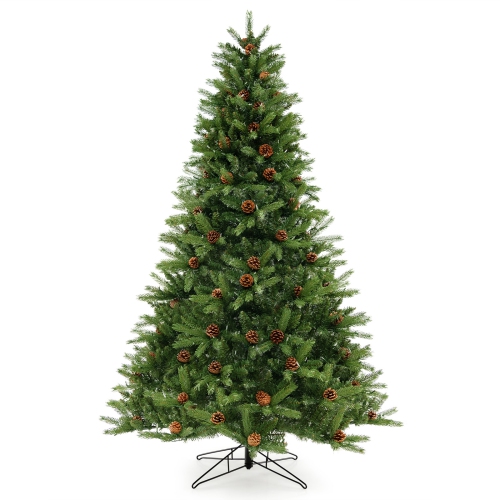 Costway 7 FT Pre-Lit Christmas Tree 3-Minute Quick Shape with Quick Power Connector Timer