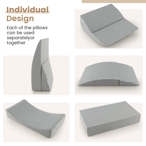 Costway 4-in-1 Convertible Folding Sofa Bed Floor Futon Sleeper Couch Chair Single Grey