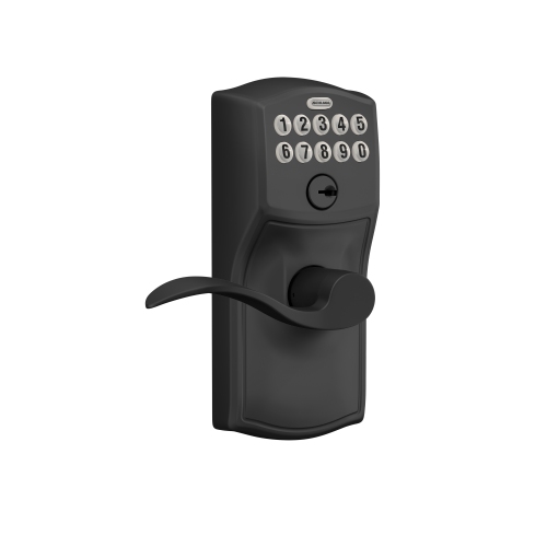 Schlage Camelot Electronic Keypad Door Lock with Accent Handle, Matte Black