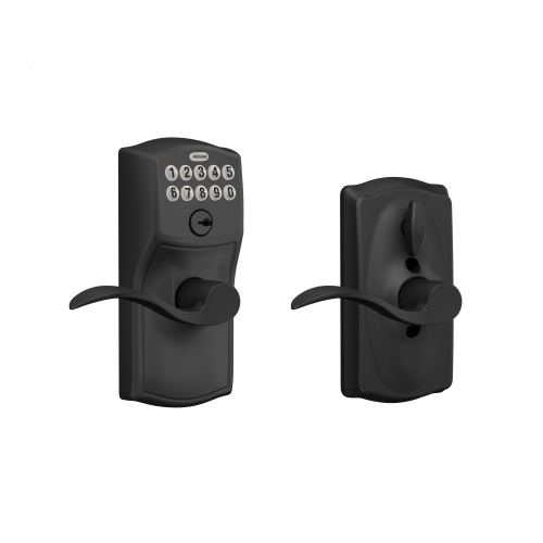 Schlage Camelot Electronic Keypad Door Lock with Accent Handle, Matte Black