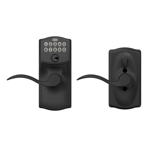 Schlage Camelot Electronic Keypad Door Lock with Accent Handle, Matte Black
