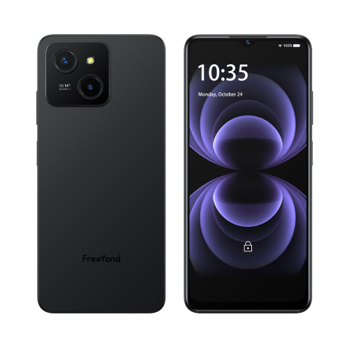 Téléphone intelligent FreeYond 5&nbsp;A, écran HD intégrale + 6,6 po, 256G-Noir-déverrouillé