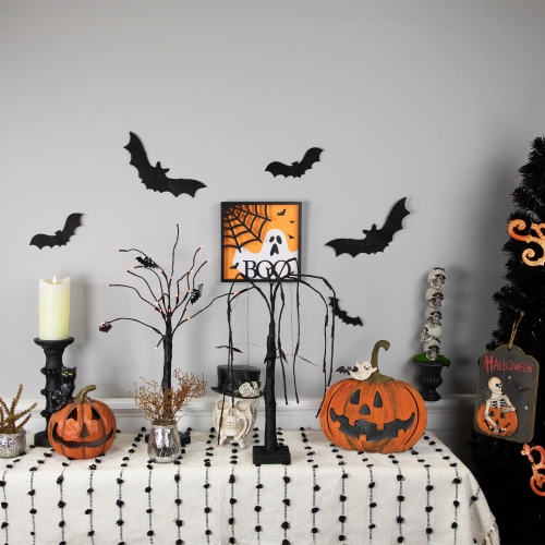 Ghost and Spider Web "Boo" Halloween Wall Sign - 9.75"