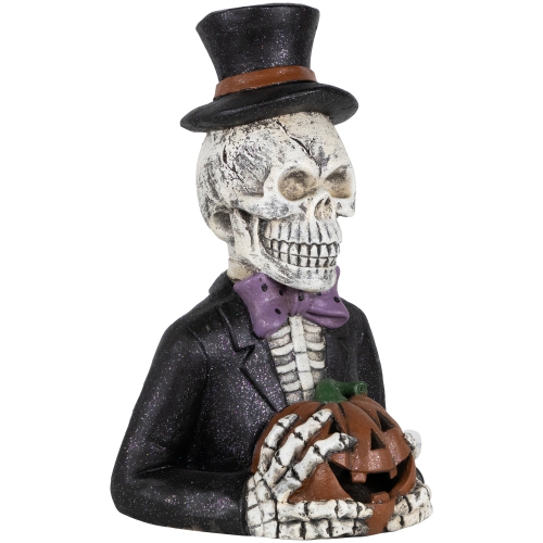 LED Lighted Skeleton with Jack-O-Lantern Halloween Decoration - 23.5"