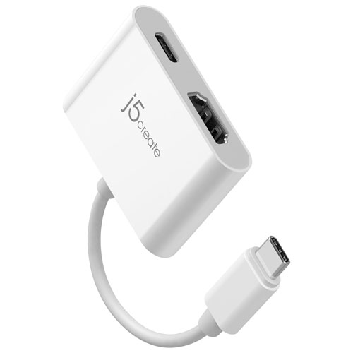 j5create USB-C to 4K HDMI Adapter with Power Delivery - White